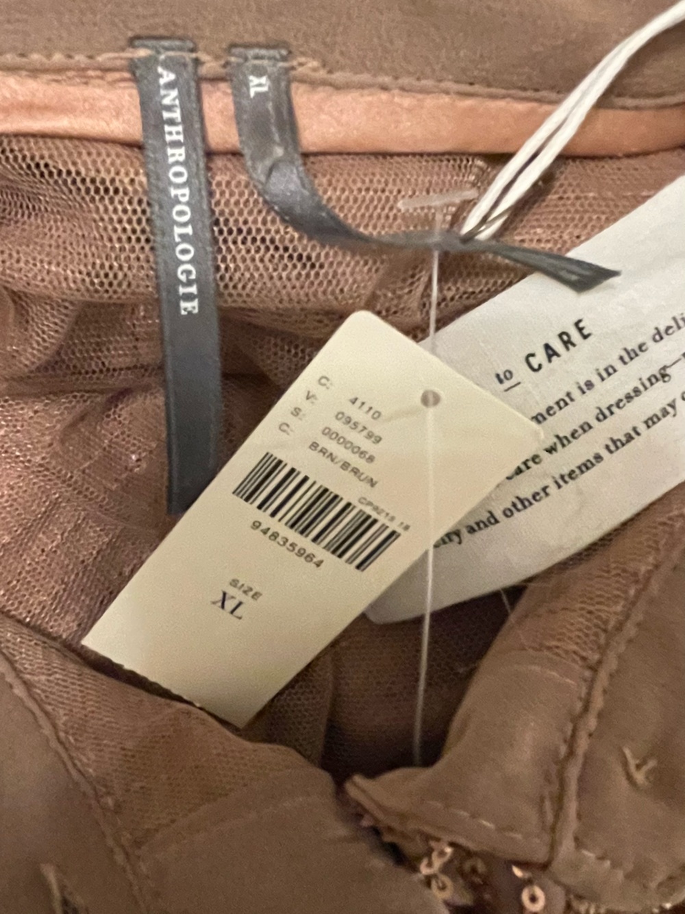 ❤️ NWT! Anthropologie The Remie Bronze Sequin Button Down Blouse XL - Picture 9 of 13